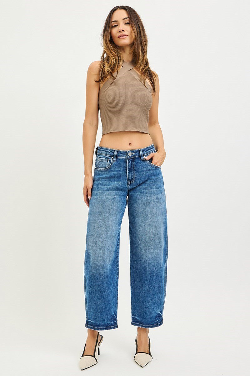 Risen Slouchy Cropped Barrel Jeans - Blush & Cactus