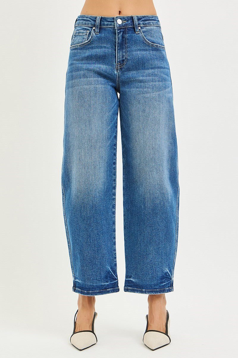 Risen Slouchy Cropped Barrel Jeans - Blush & Cactus