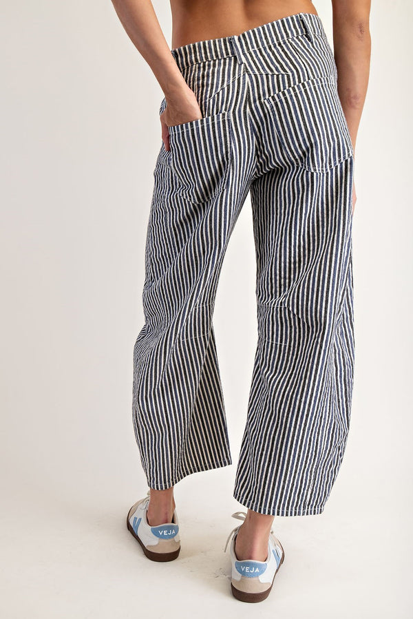eesome Mineral Wash Striped Barrel Leg Jeans