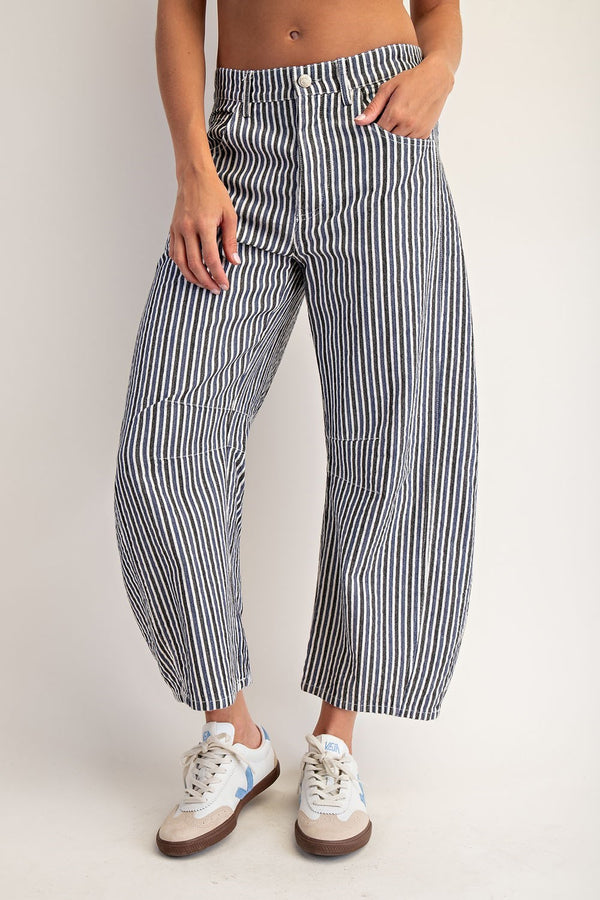 eesome Mineral Wash Striped Barrel Leg Jeans