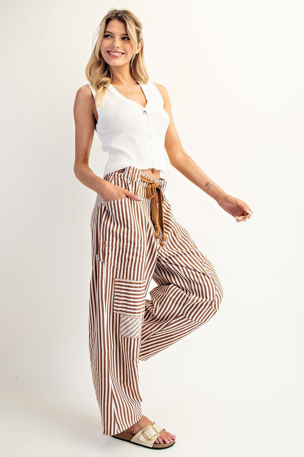 eesome Striped Drawstring Barrel Pants