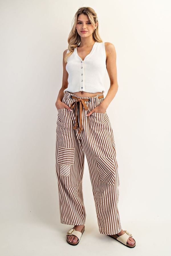 eesome Striped Drawstring Barrel Pants