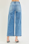 Risen High Rise Crop Wide Leg Jeans w/scallop Patch Pockets