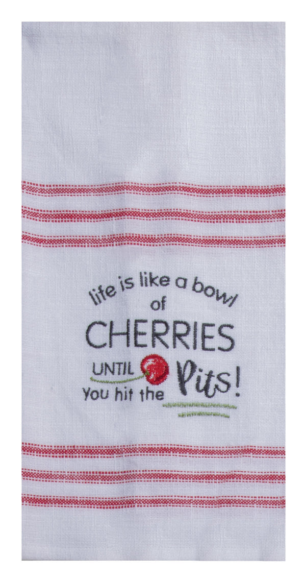 Sweet Cherry Embroidered Tea Towel