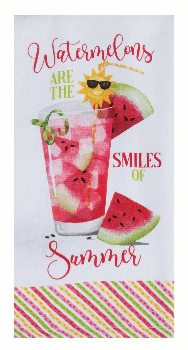 Summer Sippin' Watermelon Dual Purpose Terry Towel - Blush & Cactus