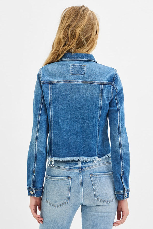 Risen Irregular Fray Hemmed Jacket - Curvy Size