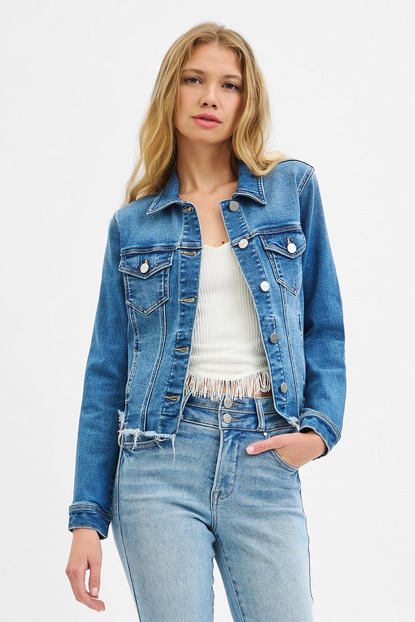 Risen Irregular Fray Hemmed Jacket - Curvy Size