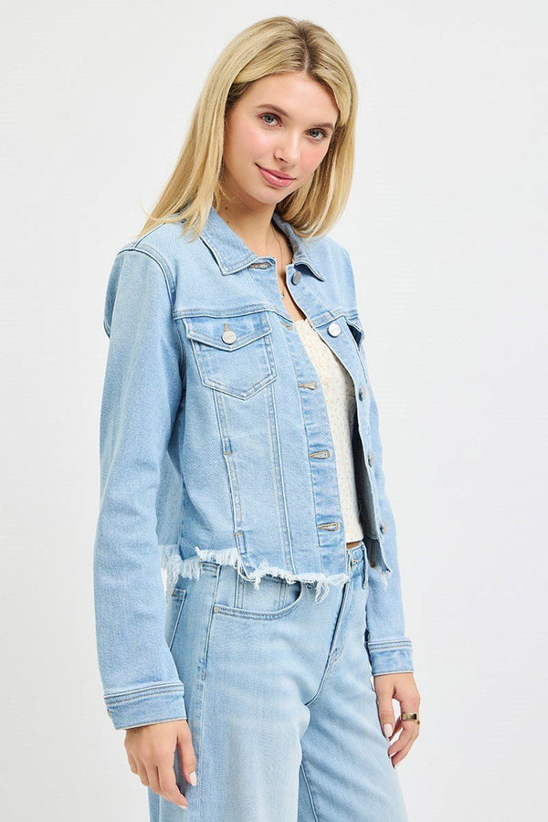 Risen Irregular Fray Hemmed Jacket - Blush & Cactus