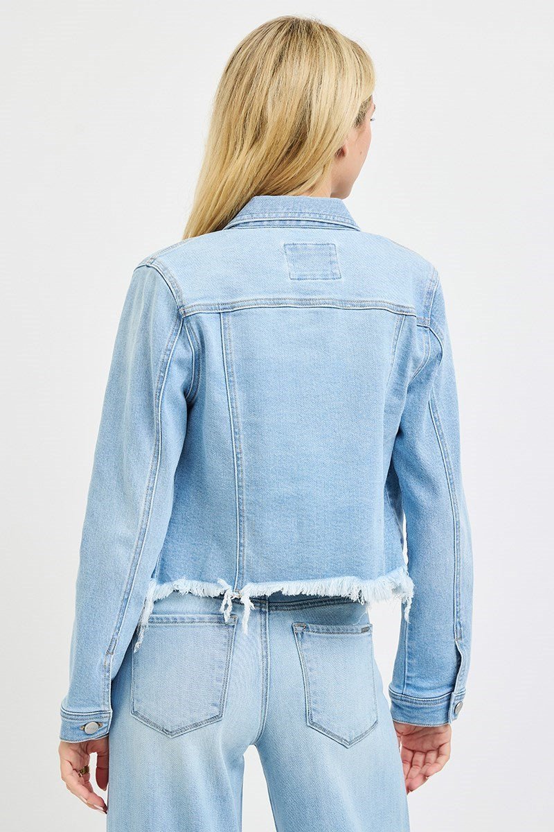 Risen Irregular Fray Hemmed Jacket - Blush & Cactus