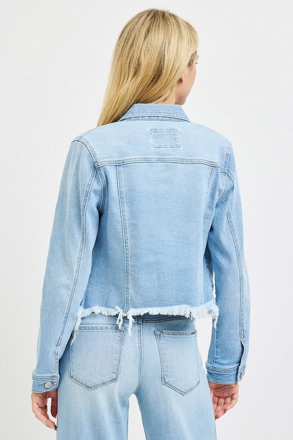 Risen Irregular Fray Hemmed Jacket - Blush & Cactus
