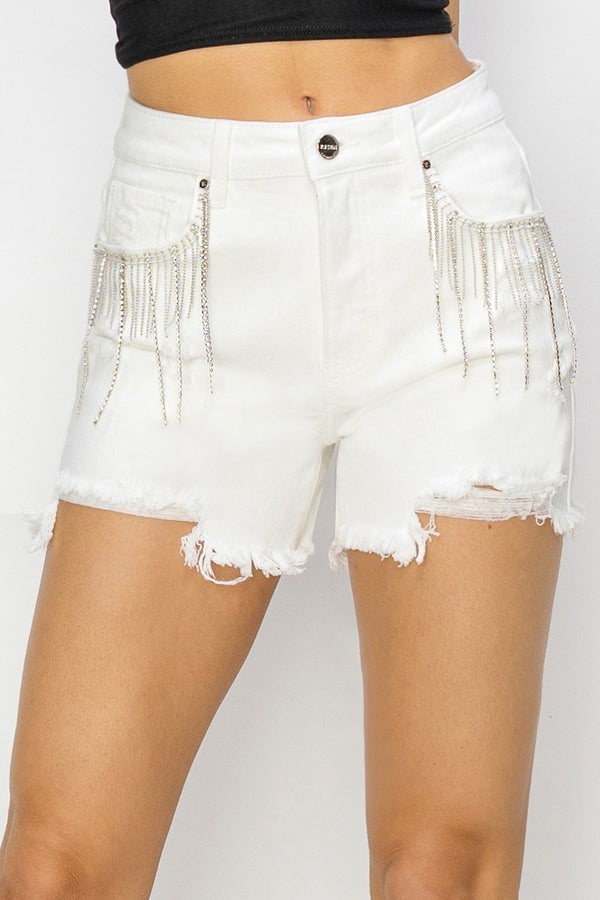 Risen High Rise Rhinestone Shorts