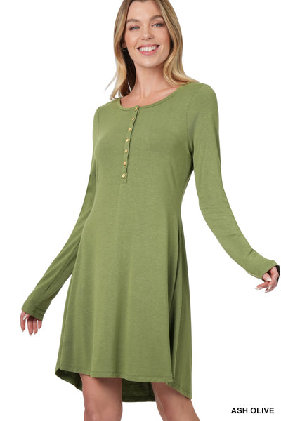 Black Friday Doorbuster Long Sleeve Button Down Dress - 2 Colorsi