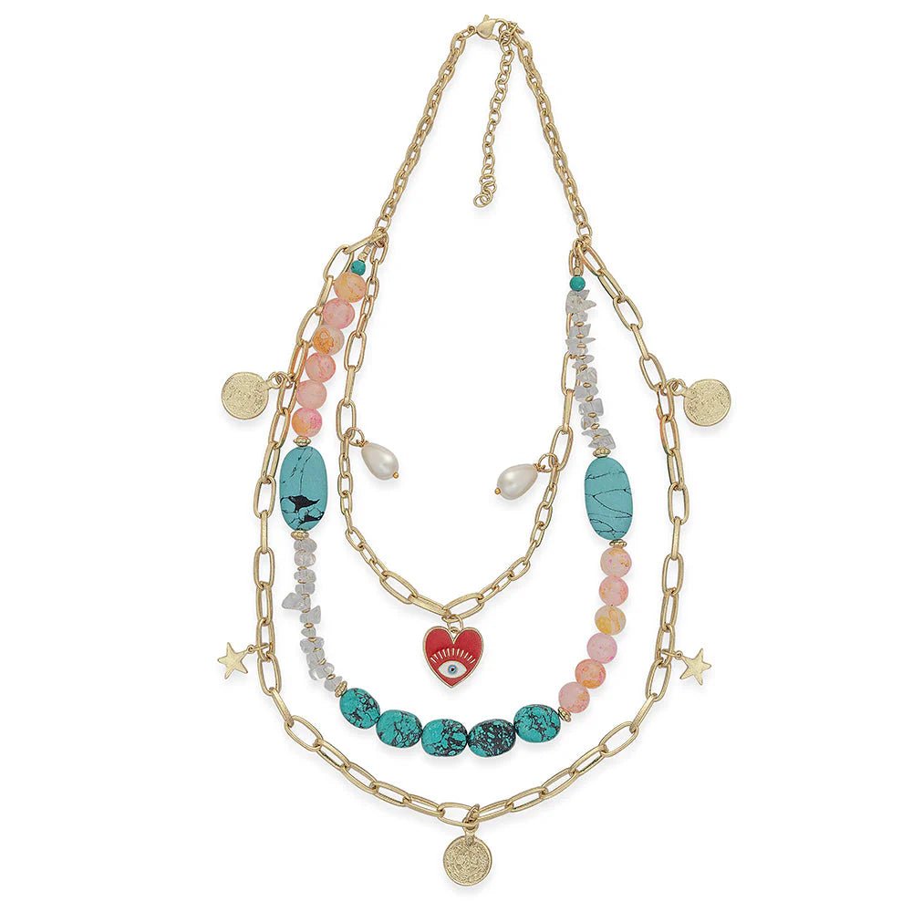 Myra Knowing Heart Multistrand Necklace - Blush & Cactus