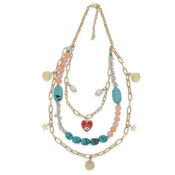 Myra Knowing Heart Multistrand Necklace - Blush & Cactus