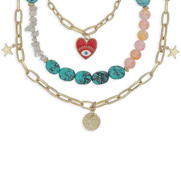 Myra Knowing Heart Multistrand Necklace - Blush & Cactus