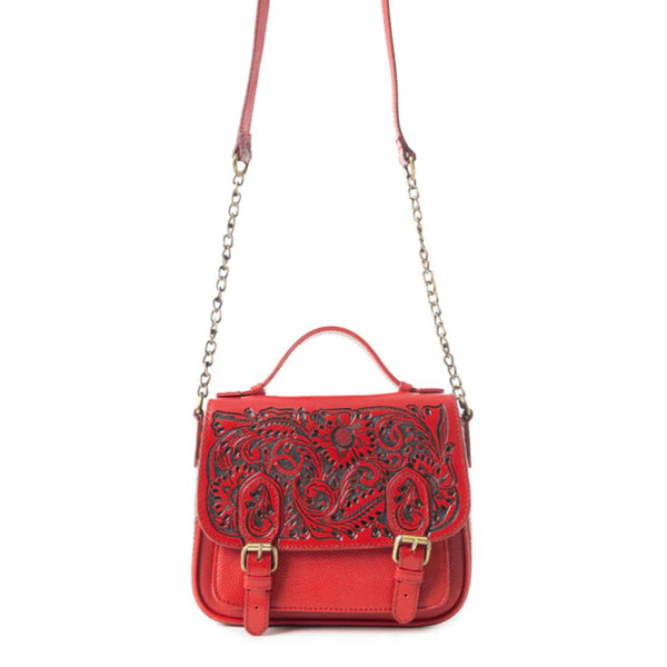 Myra Bag Sapphire Scroll Shoulder Bag in Red