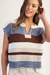 eesome Multicolor Striped Cap Sleeve Sweater