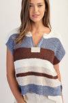 eesome Multicolor Striped Cap Sleeve Sweater