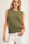 Scalloped Contrast Trim Sleeveless Sweater