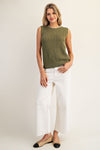 Scalloped Contrast Trim Sleeveless Sweater