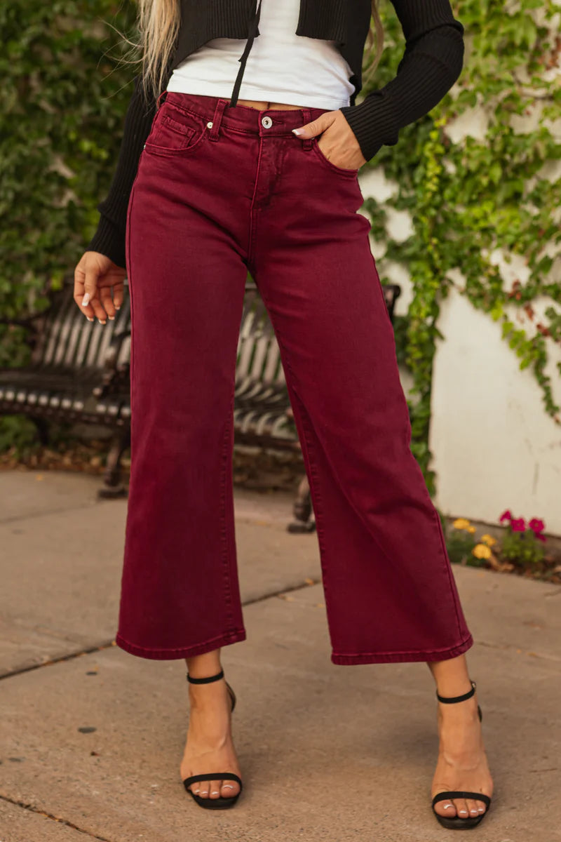 Special A Wine Tummy Control Wide Leg Jean