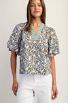 eesome Botanical Puff Sleeve Blouse Top