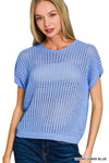 Crochet Knit Oh So Soft Sweater - Blush & Cactus