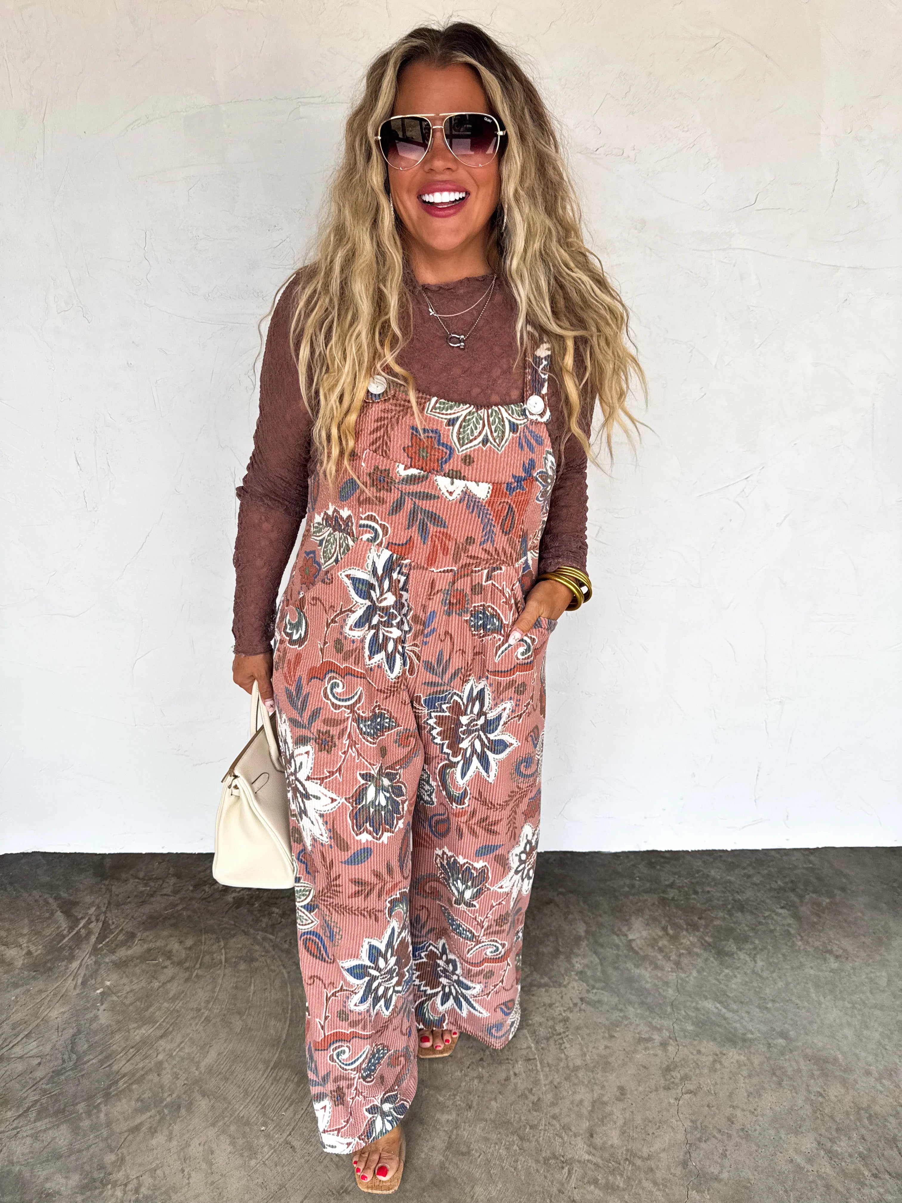 JOLIE LACE THUMBHOLE TOP - Blush & Cactus