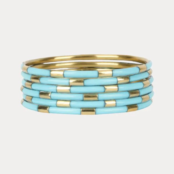 BuDhaGirl Veda Bangles - Set of 6 - Blush & Cactus
