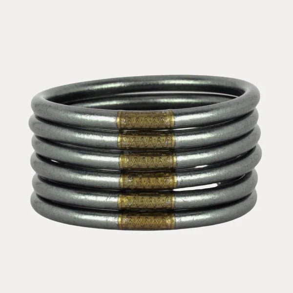 BudhaGirl Graphite All Weather Bangles® (Set of 6) - Serenity Prayer - Blush & Cactus