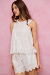 3d Floral Ruched Sleeveless Top
