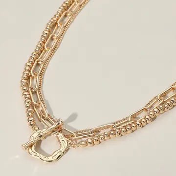 Metal Chain Toggle Closure Necklaces - Blush & Cactus