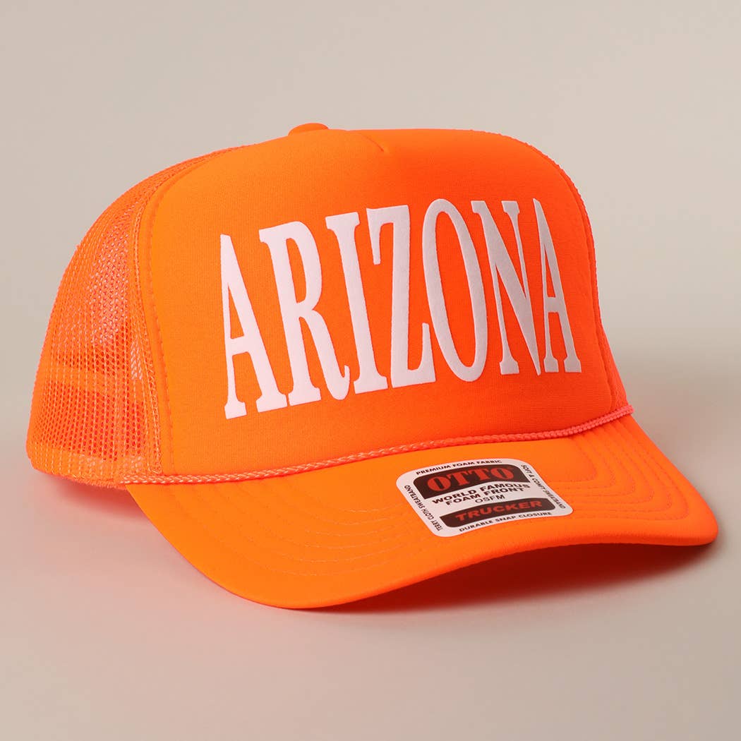 ARIZONA Text Printed Mesh Back Foam Trucker Hat