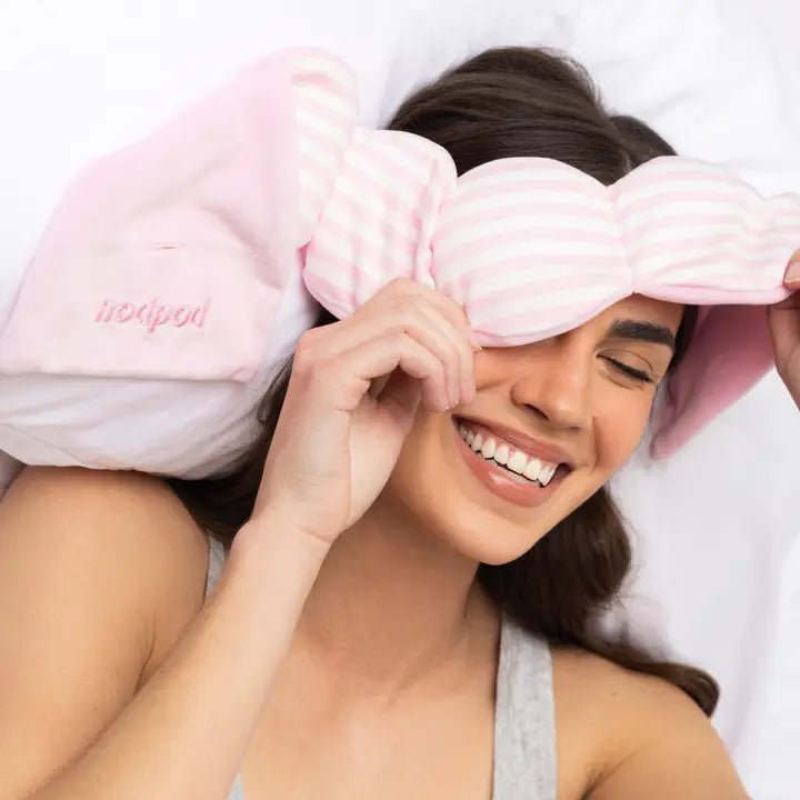 nodpod Weighted Sleep Mask - Resort Collection Green Cabana - Blush & Cactus