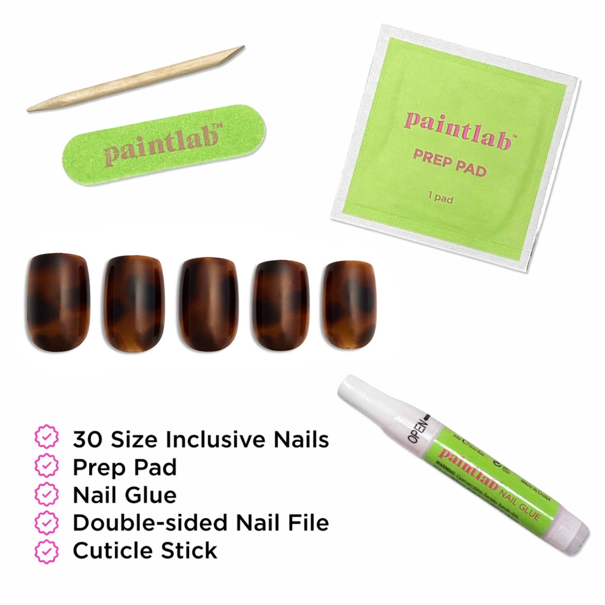 PaintLab Feline Fine Press On Nails - Blush & Cactus