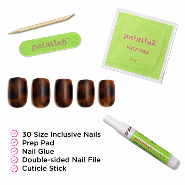 PaintLab Feline Fine Press On Nails - Blush & Cactus