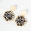 Faceted Glass Beads Hexagon Drop Dangle Earrings - Blush & Cactus
