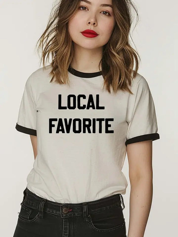 Local Favorite Ringer Shirt, Ringer Tee - Blush & Cactus