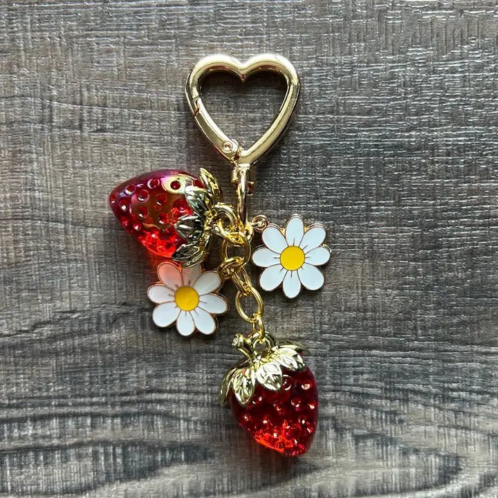 Strawberries Keychain Bag Charm - Blush & Cactus