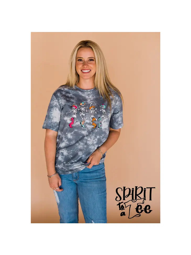 Halloween Boot Scootin' Skeletons - Tie-Dye Tee