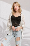 Adora Leaf Pattern Crochet Cardigan - Blush & Cactus