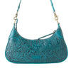Myra Heritage Vine Embossed Leather Bag For Women in Turquoise with Shoulder Strap