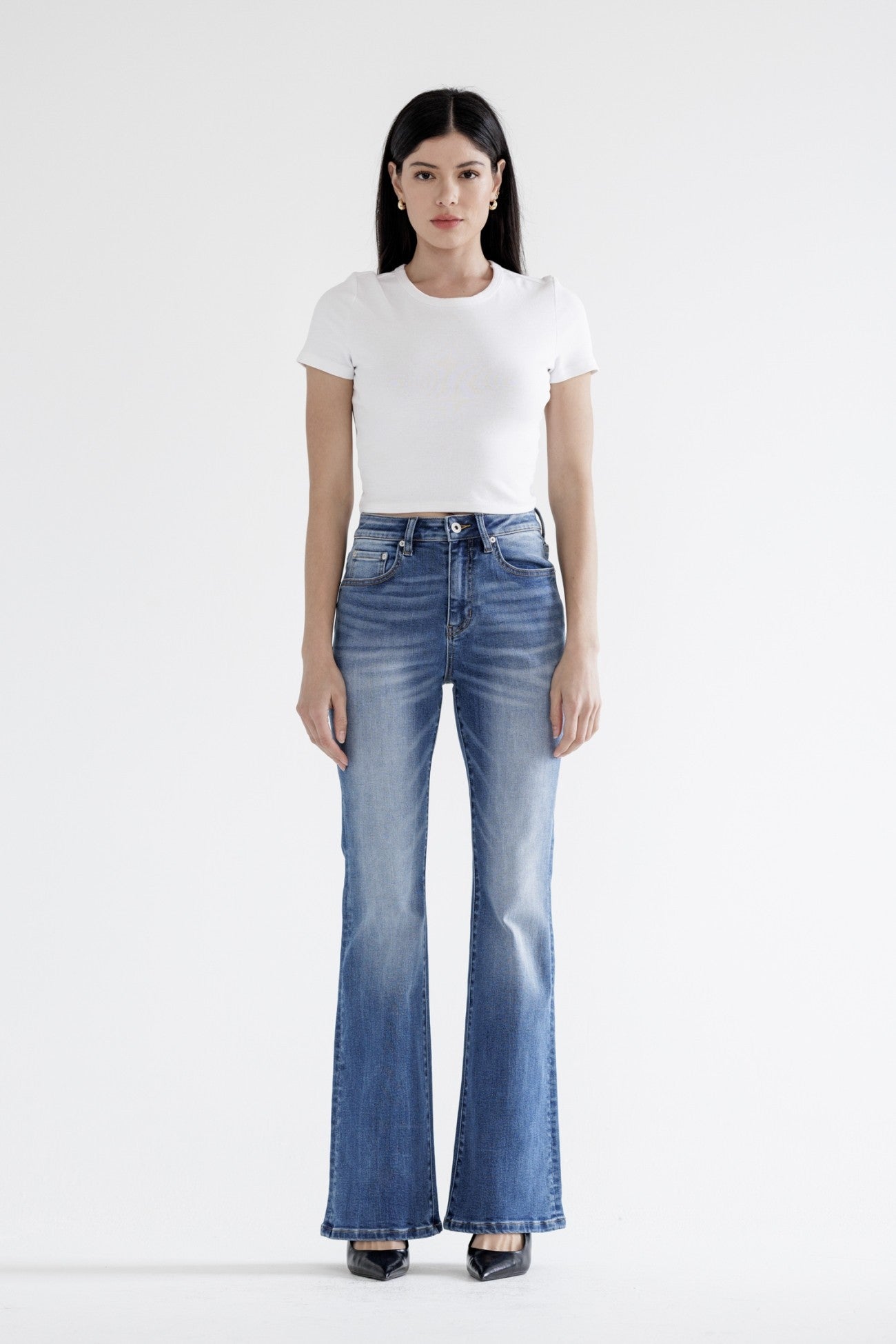 Mica Denim High Rise Distressed Flare Leg - Blush & Cactus