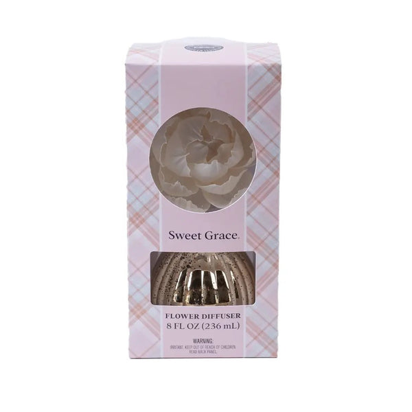Sweet Grace Plaid Flower Diffuser | Metallic Vessel - Blush & Cactus