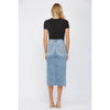 MICA DENIM MIDI SKIRT WITH DISTRESSED - Blush & Cactus