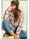 Loose Fit Button Down Soft Fabric Plaid Shirts - Blush & Cactus