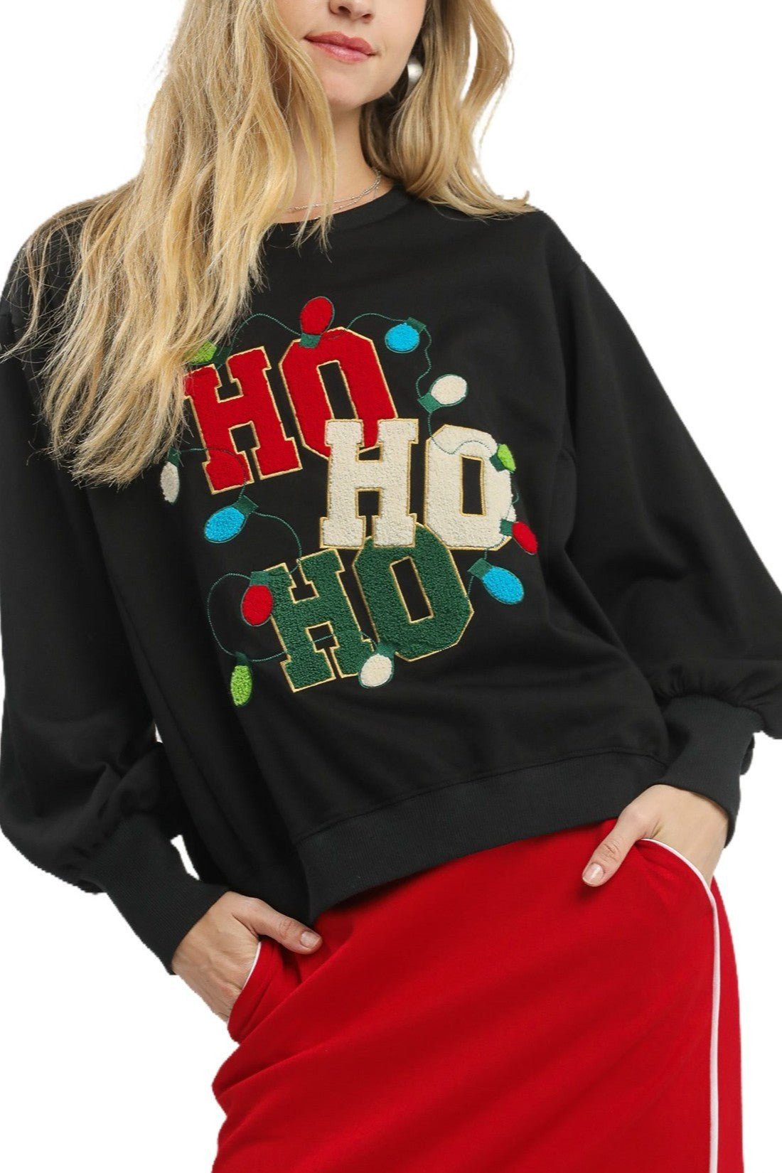 HO HO HO Festive Sweatshirt - Blush & Cactus