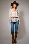 Blue B Western Print Chiffon Shirt - Blush & Cactus