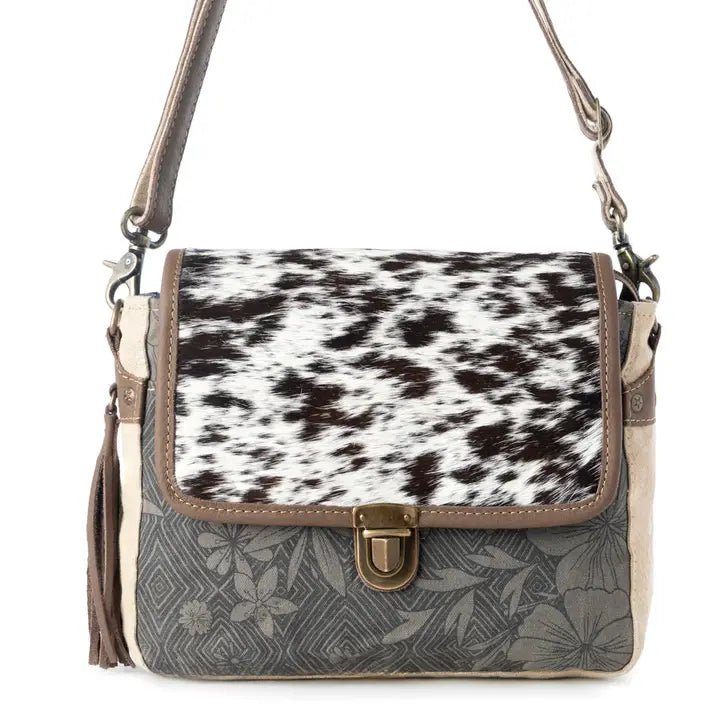 Meadowhide Western Shoulder Bag For Women in Brown with Hairon Flap