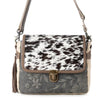 Meadowhide Western Shoulder Bag For Women in Brown with Hairon Flap